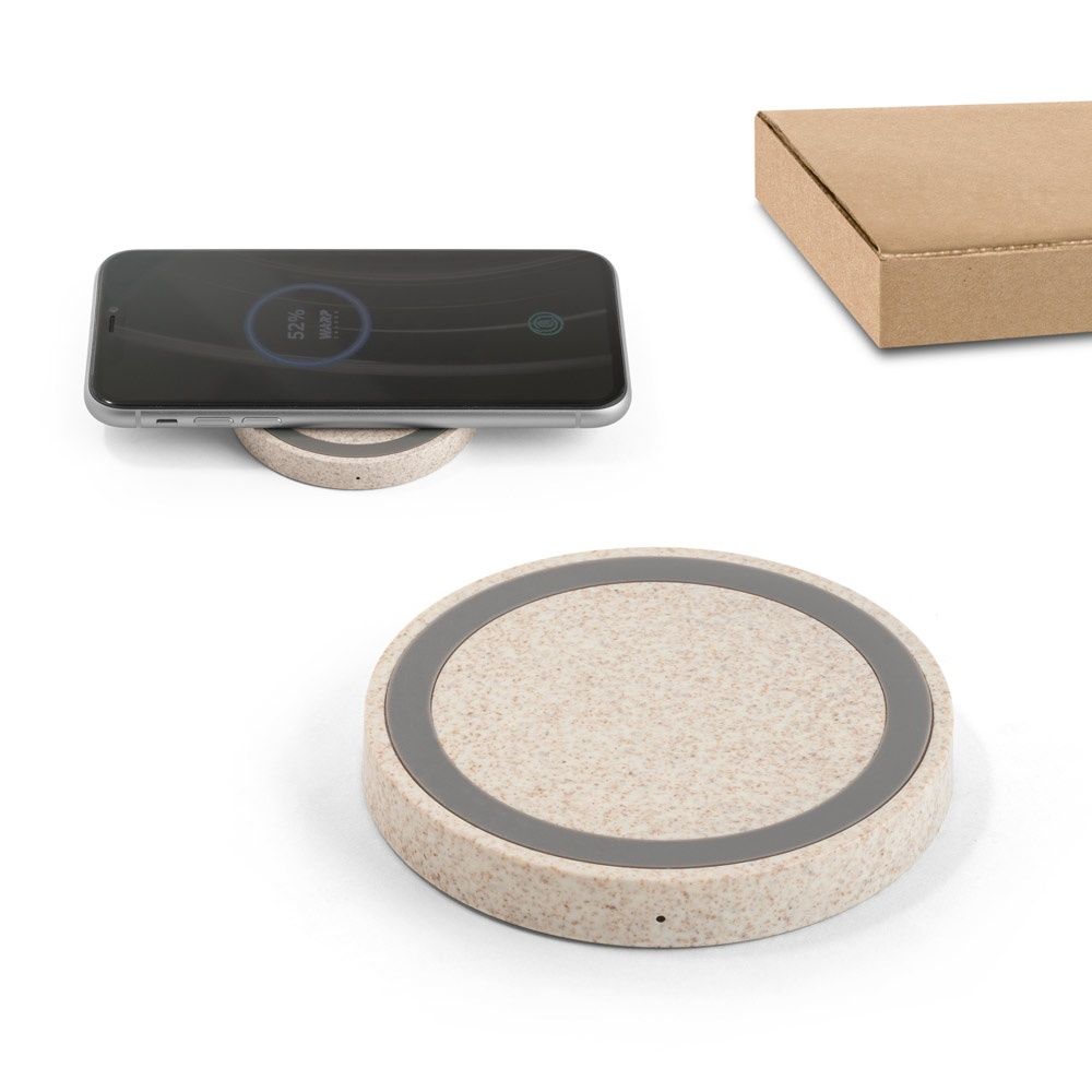 CUVIER. Caricatore wireless Superfast 5W in ABS e fibra di paglia