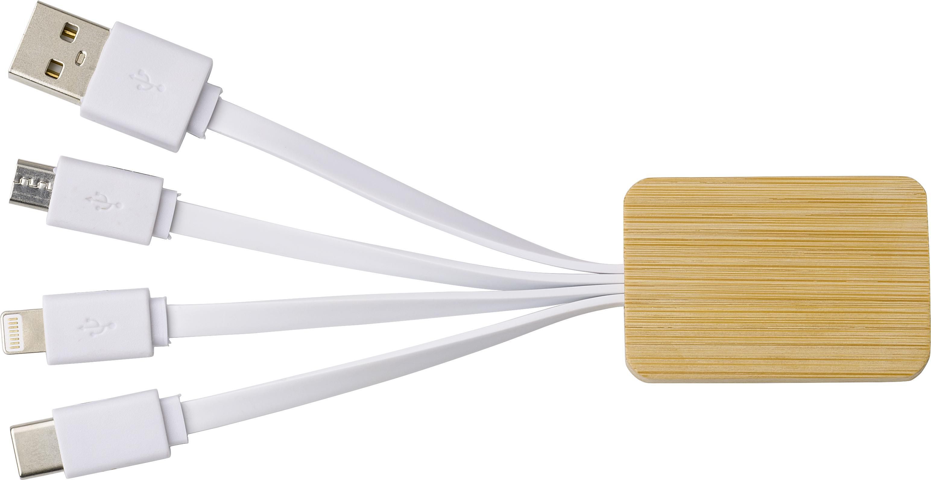 Set cavi per la ricarica 3 in 1 in bamboo Brandan