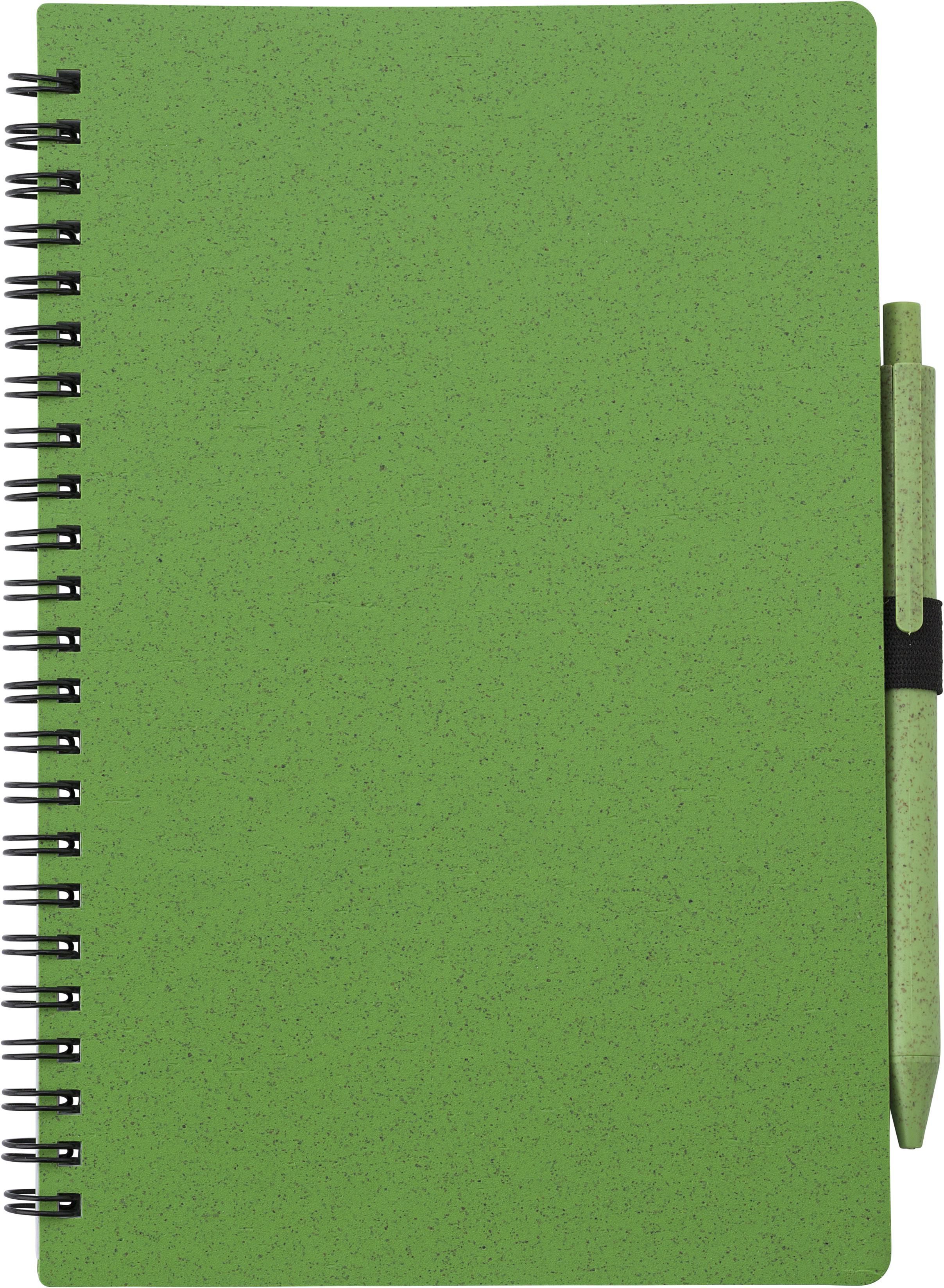 Notebook in fibra di grano con penna Massimo