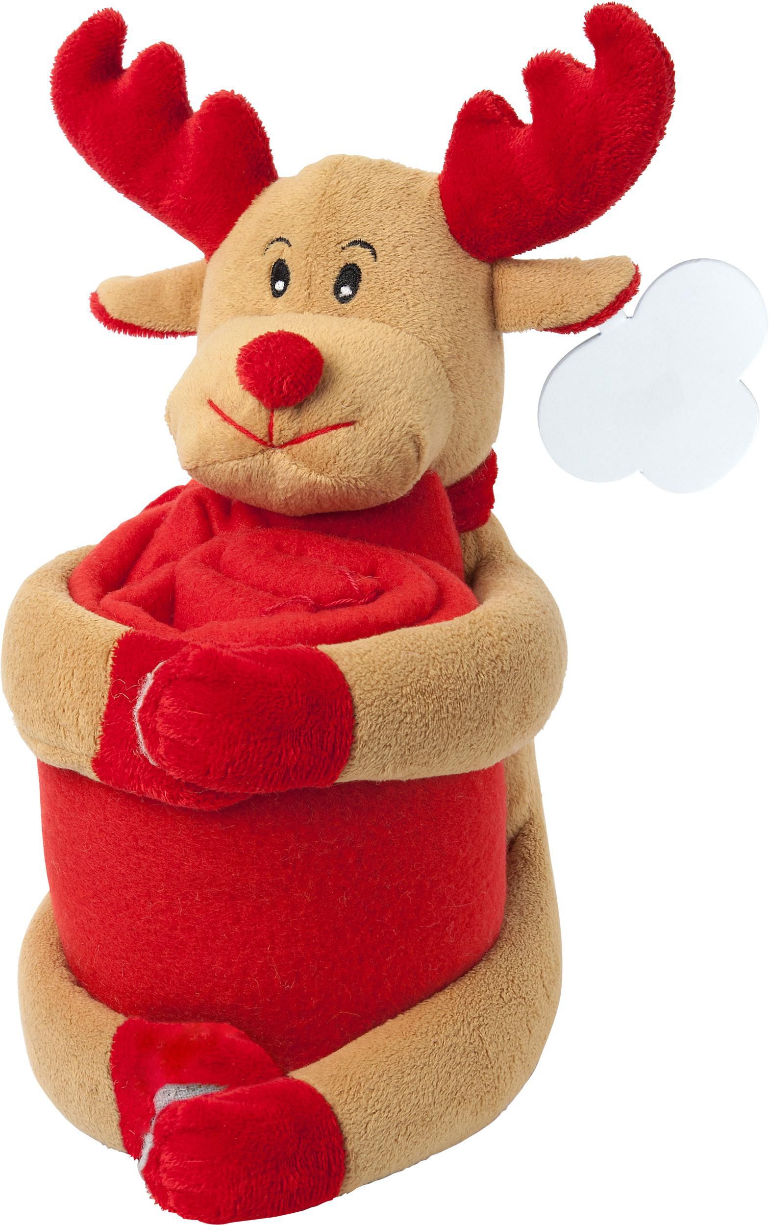 Peluche Cervo con coperta in pile, a tema natalizio Andrew