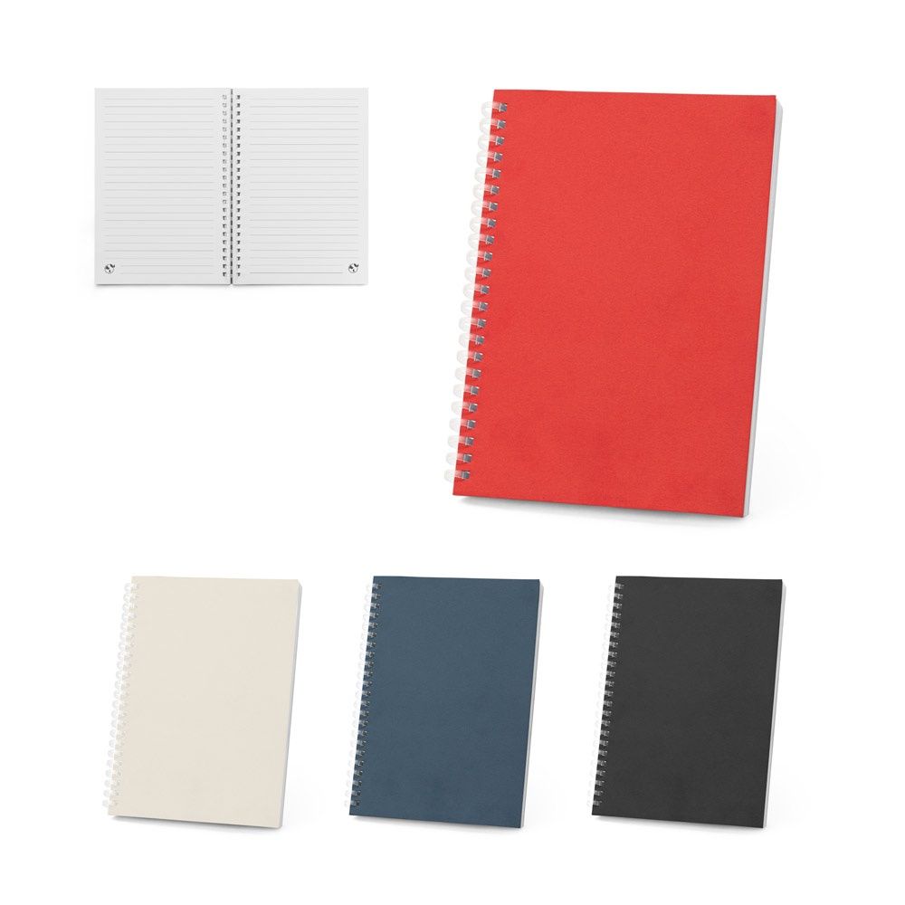 SCHILLER. Blocco note A5 con copertina flessibile,realizzato con carta riciclata al 100%