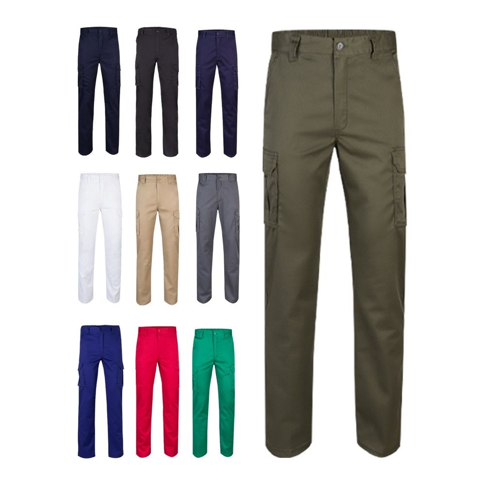 VL LUGH. Pantaloni elasticizzati con diverse tasche (240g/m²), in cotone (46%), EME (38%) e poliestere (16%)