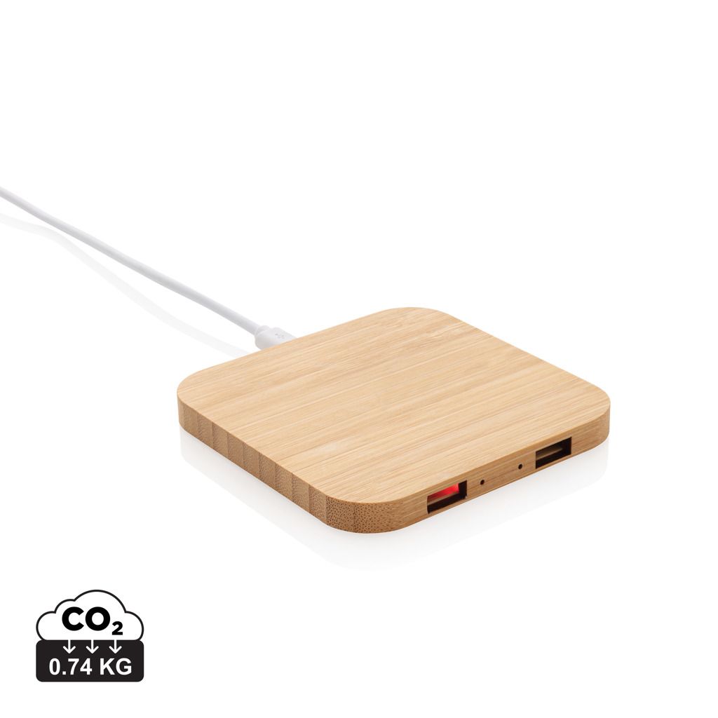 Caricatore wireless 5W in bambù con USB