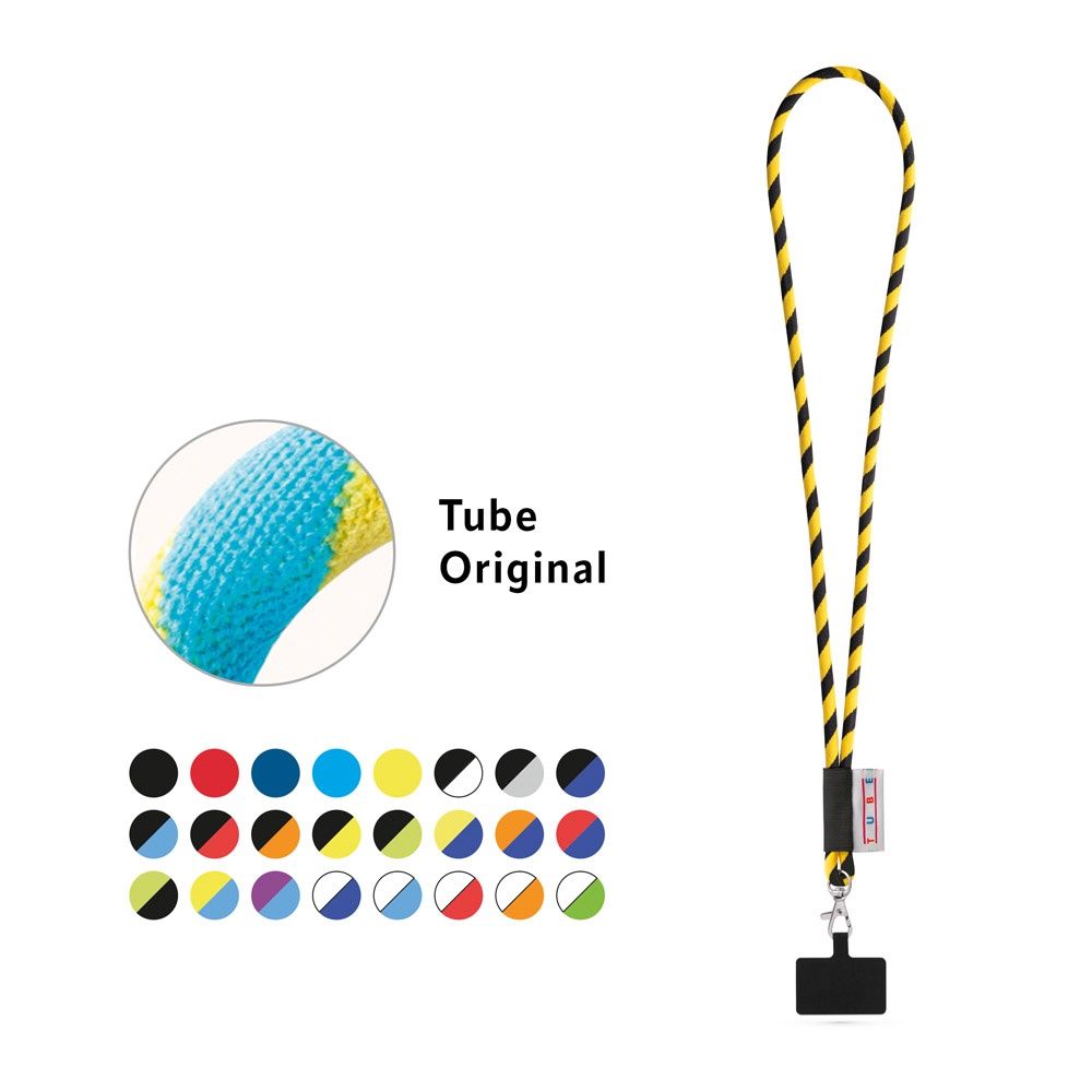 GOSPORT. SET Lanyard Tube Long (Ø 7 mm) con moschettone a grilletto da 9 mm e porta cellulare