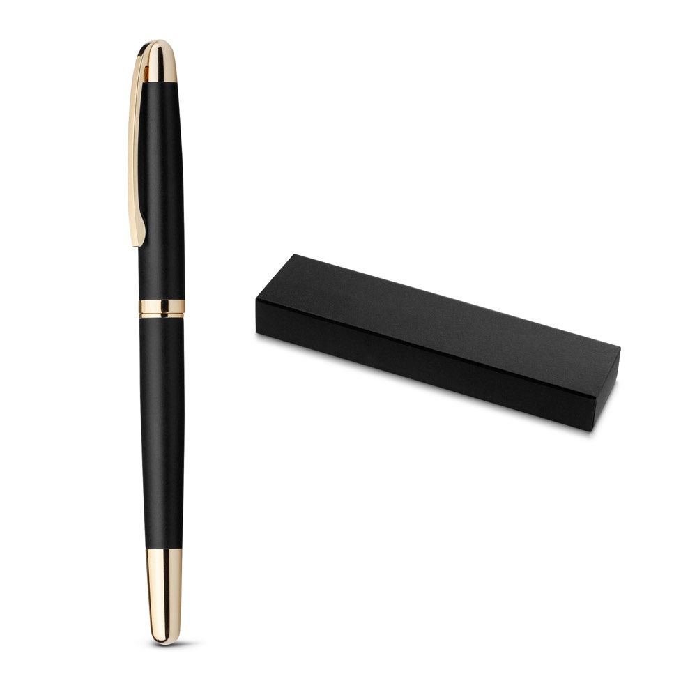 EZEKIEL ROLLER. Penna roller in metallo con dettagli in oro
