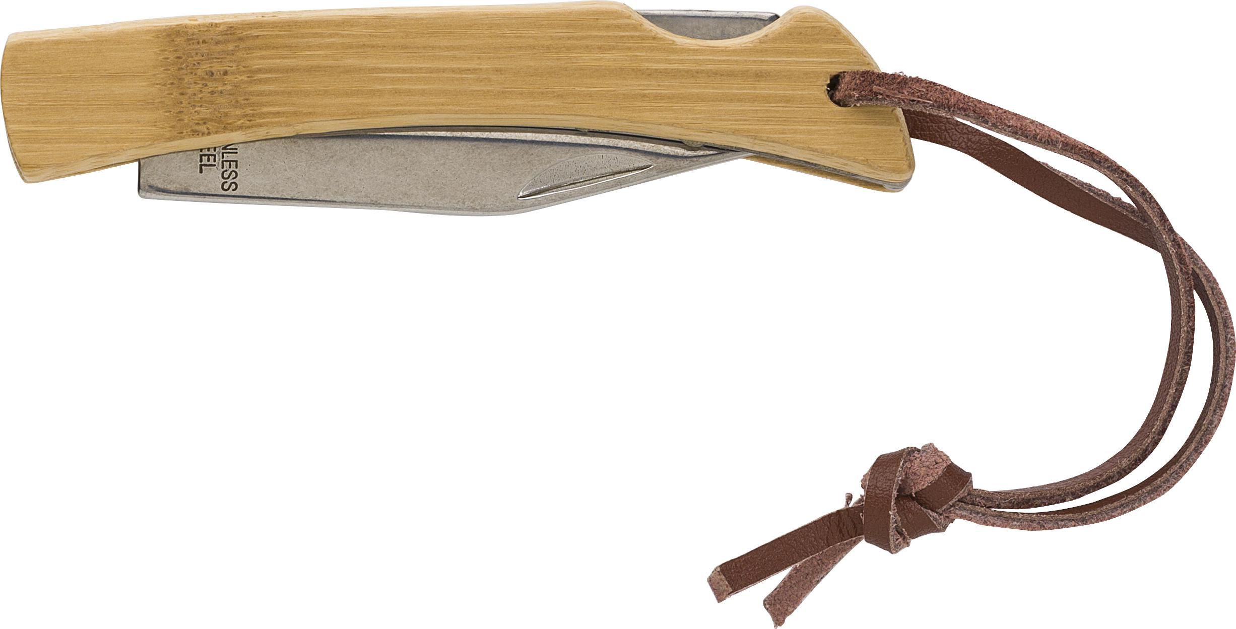 Coltello pieghevole in acciaio inox e bambù Beckett