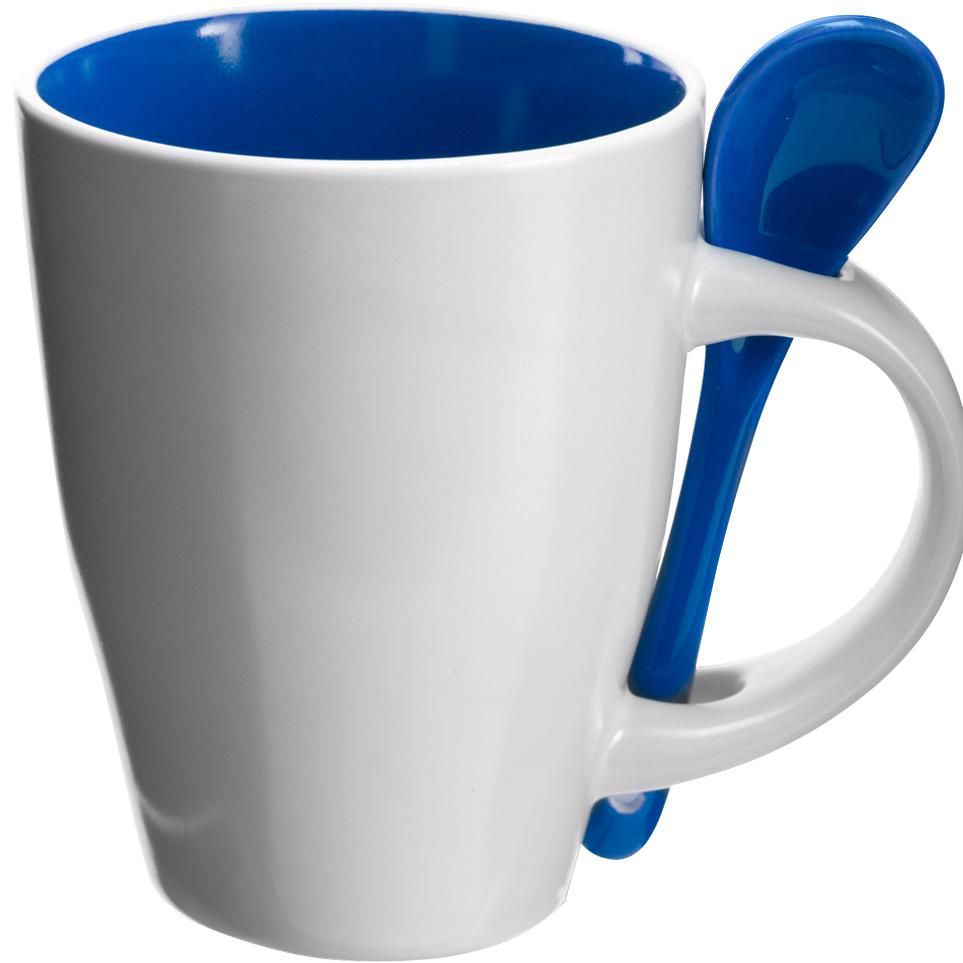 Tazza in ceramica con cucchiaio, capacità 300 ml Eduardo