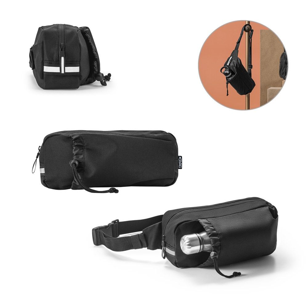 DELFOS POUCH. Marsupio 300D poliestere riciclato e 600D poliestere riciclato con elementi riflettenti