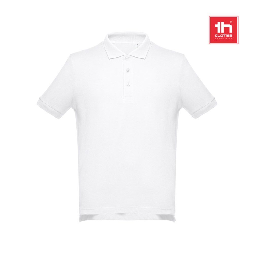 THC ADAM WH. Polo da uomo in cotone a maniche corte. colore bianco