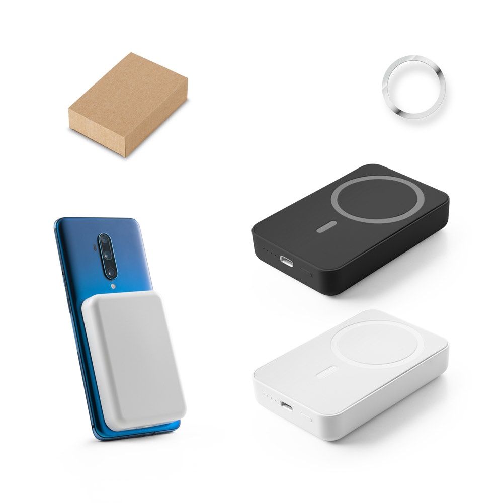 AMPERE 10. Power bank magnetico da 10'000 mAh con caricatore wireless superveloce da 15W in ABS riciclato (100% rABS)