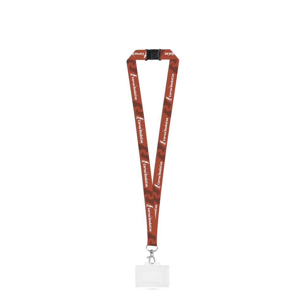 CARLISLE. SET Lanyard SUBLIMATION Lungo II (20 mm) con moschettone a grilletto da 20 mm, chiusura di sicurezza e porta badge/tessera rigido 91 x 68 mm