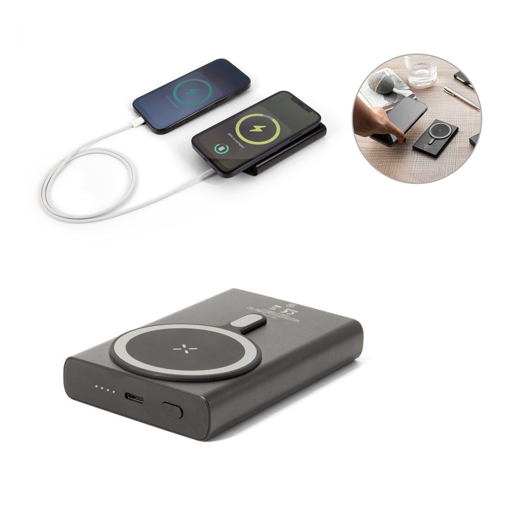 WRIGHT 10. Power bank magnetico con ricarica super rapida in alluminio riciclato e ABS riciclato 10'000 mAh
