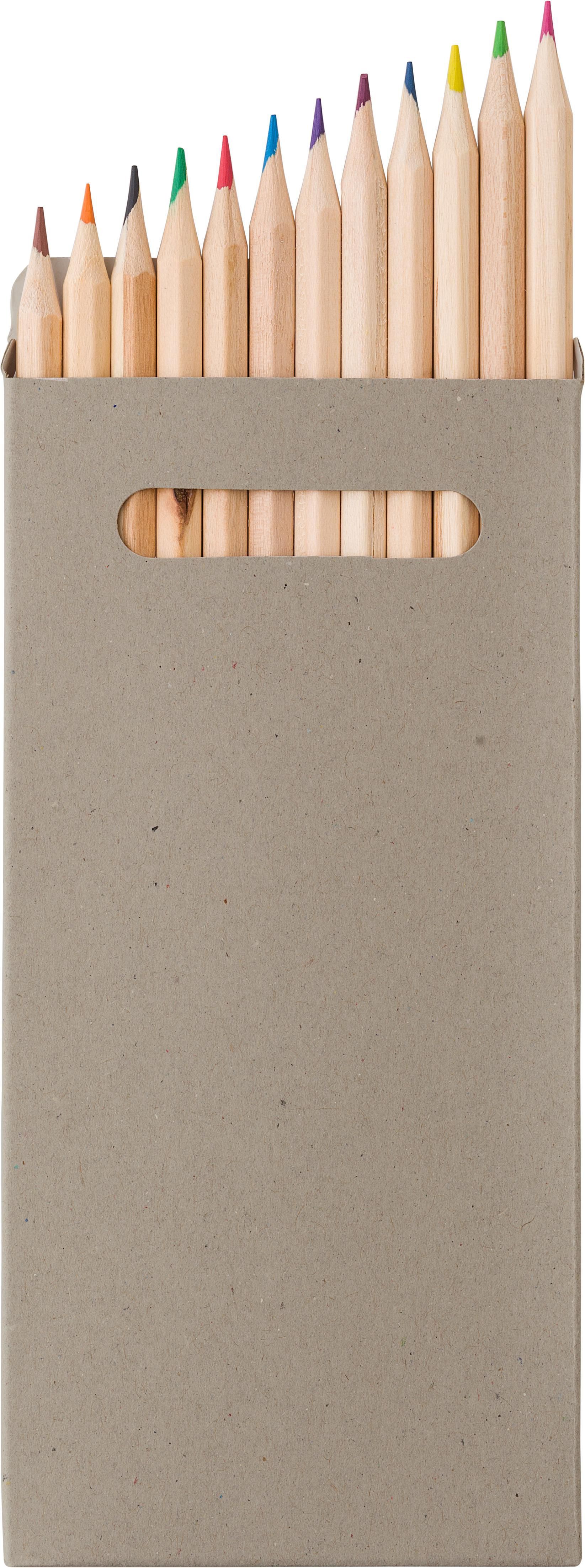 Set 12 matite in legno lunghe colorate Nina
