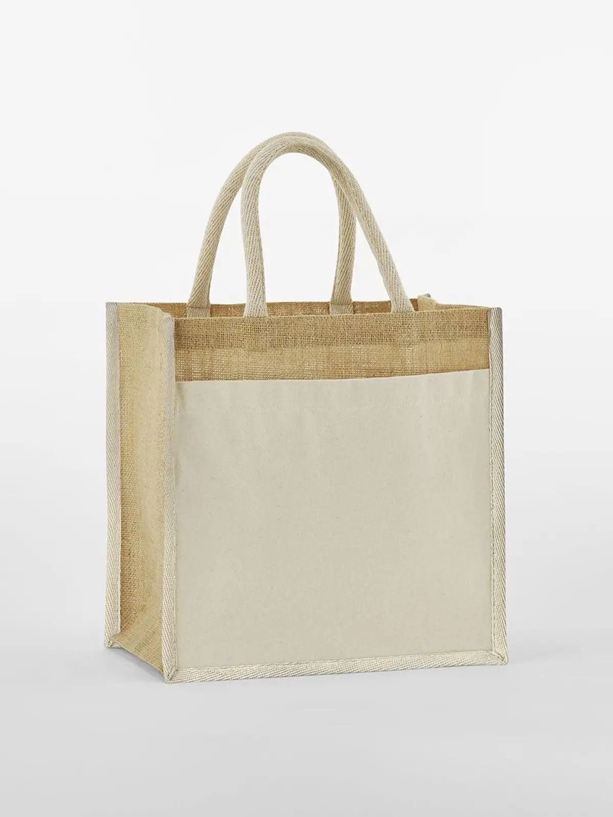 Cotton Pocket Natural Starched Jute Midi Tote - Westford Mill - W483