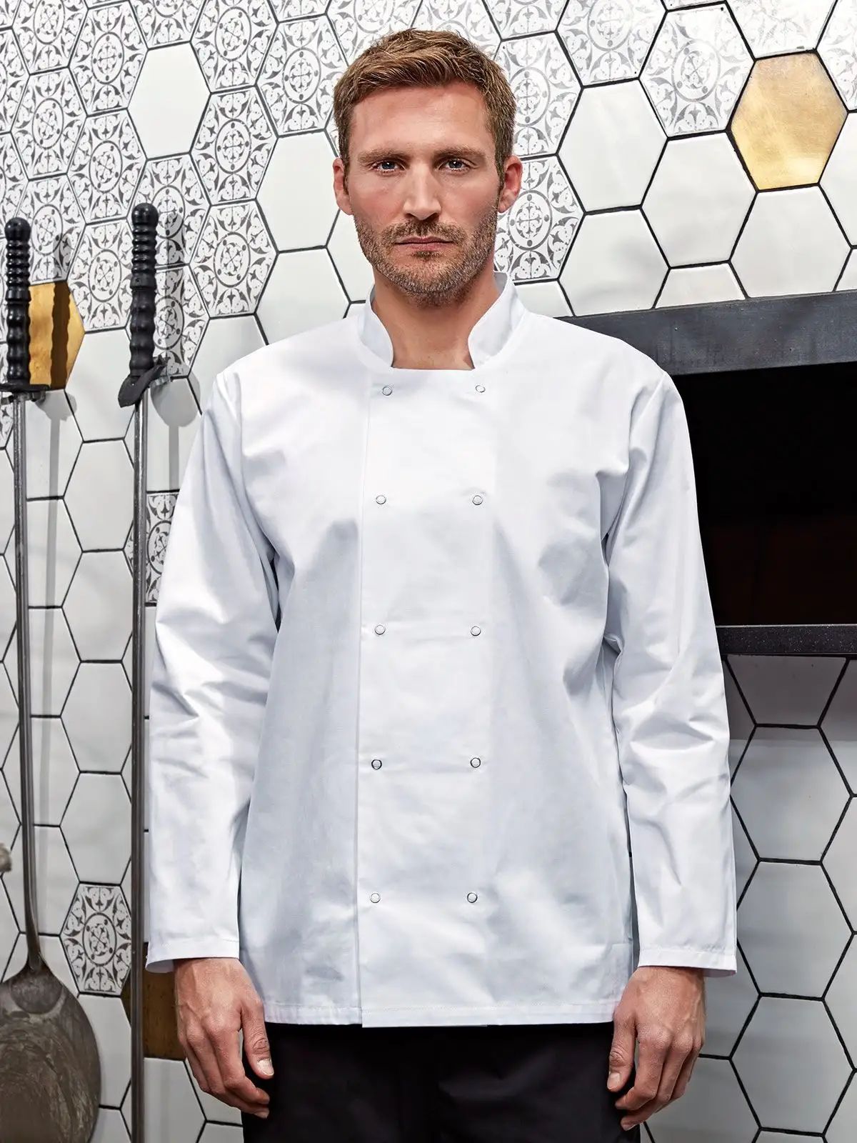 Long Sleeve Press Stud Chef''s Jacket - Premier - PR665